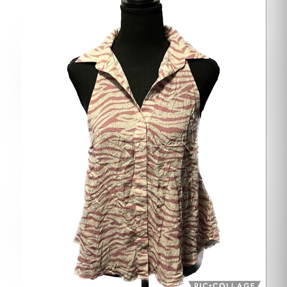 New! Free People pink Zebra Print Tank Top Sz XS